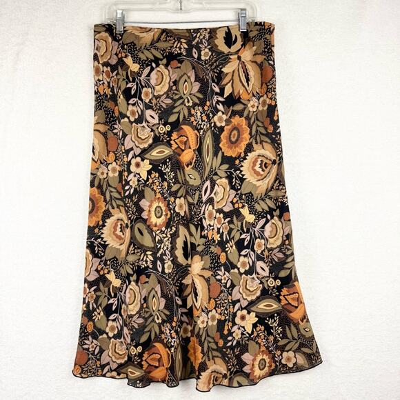 Vintage Y2K 90's Whimsigoth Dark Fairy Floral Pull On Midi/Maxi Skirt By AGB - M - Picture 4 of 13